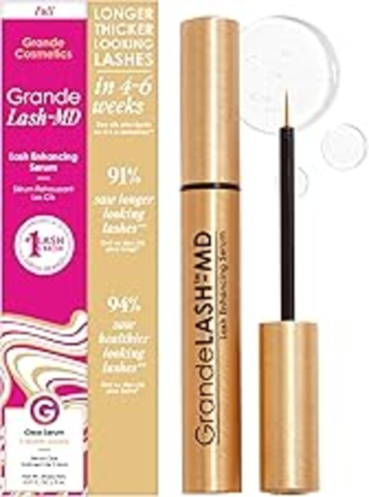 Grande Cosmetics GrandeLASH-MD Lash Enhancing Serum - Peptide & Vitamin Infused Formula for Longer, Thicker, Fuller Looking Lashes - Ophthalmologist Tested, Cruelty-Free