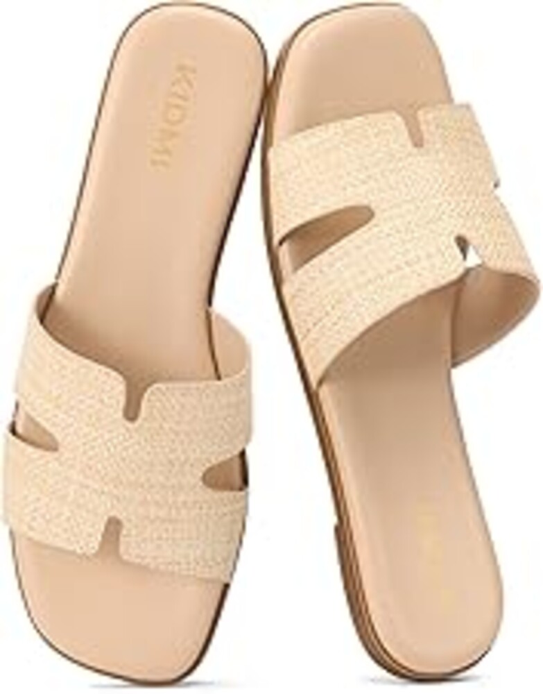 KIDMI Women's Dressy Flat Sandals, Comfortable Slip On Summer Slides, Fashion Open Toe Casual Sandals