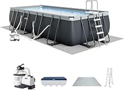 INTEX Ultra XTR 18 ft x 9 ft 52 in Above Ground Pool Set, Rectangular Swimming Pool with Steel Frame, 1500 GPH Sand Filter Pump, Ladder, Cover, & Ground Cloth