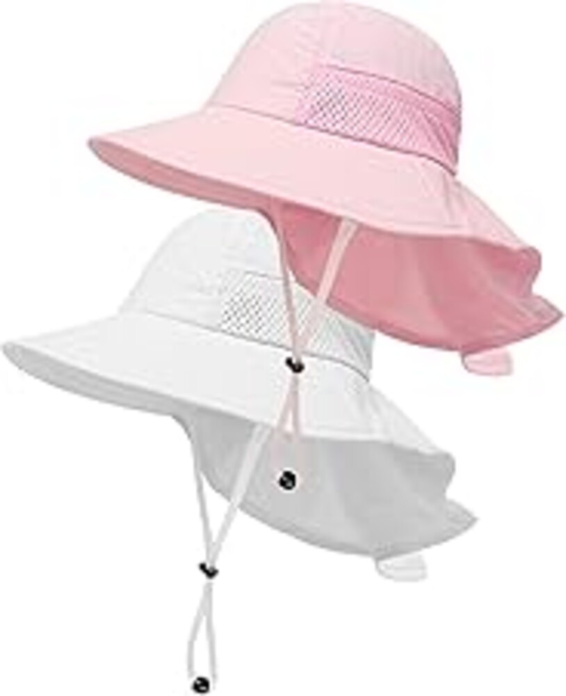 Toddler Baby Sun Hat Kids Summer Beach Essentials Adjustable Beach Hats with Bucket Wide Brim for Boys Girls Age 0-14 Years