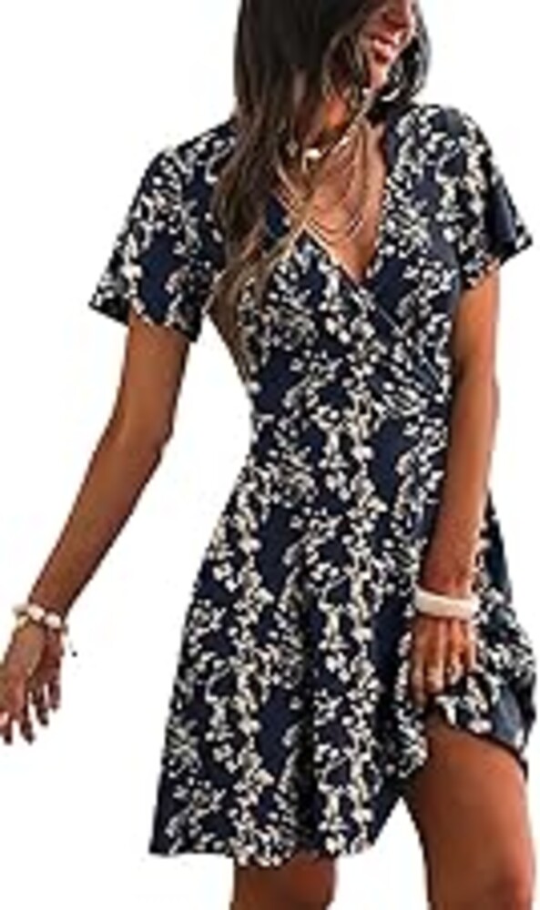 RUMIA Womens Casual Dresses Wrap V Neck Dress A-Line Ruffle Sleeve Summer Sundress Fashion 2026