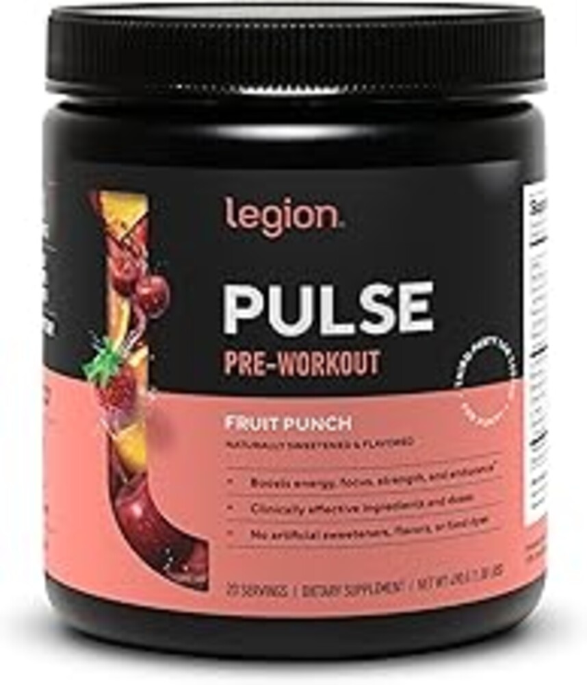 LEGION Pulse Pre Workout Supplement - All Natural Nitric Oxide Preworkout Drink to Boost Energy, Creatine Free, Naturally Sweetened, Beta Alanine, Citrulline, Alpha GPC (Fruit Punch)