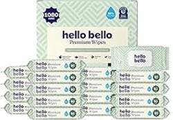 Hello Bello Premium Wipes, Designed for Sensitive Skin with Chamomile & Aloe Extracts, Simply Sage (18 Resealable Packets = 1080 Total Wipes)