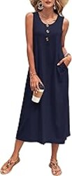 MOLERANI Women's Summer Maxi Dress 2026 Sleeveless Button Down Casual Loose Long Beach Sundress Travel Vacation Outfits