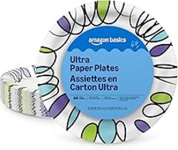 Amazon Basics Ultra Paper Plates, 10 Inch, Disposable, 44 Count, Packaging May Vary