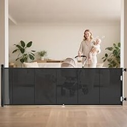 Miumoon 120 inch Reinforced Retractable Baby Gates 42 inch Tall | Retractable Dog Gate with No Crawl Through Reinforced Strip, 10 FT Extra Long Baby Gate, Retractable Gate for Indoor/Outdoor