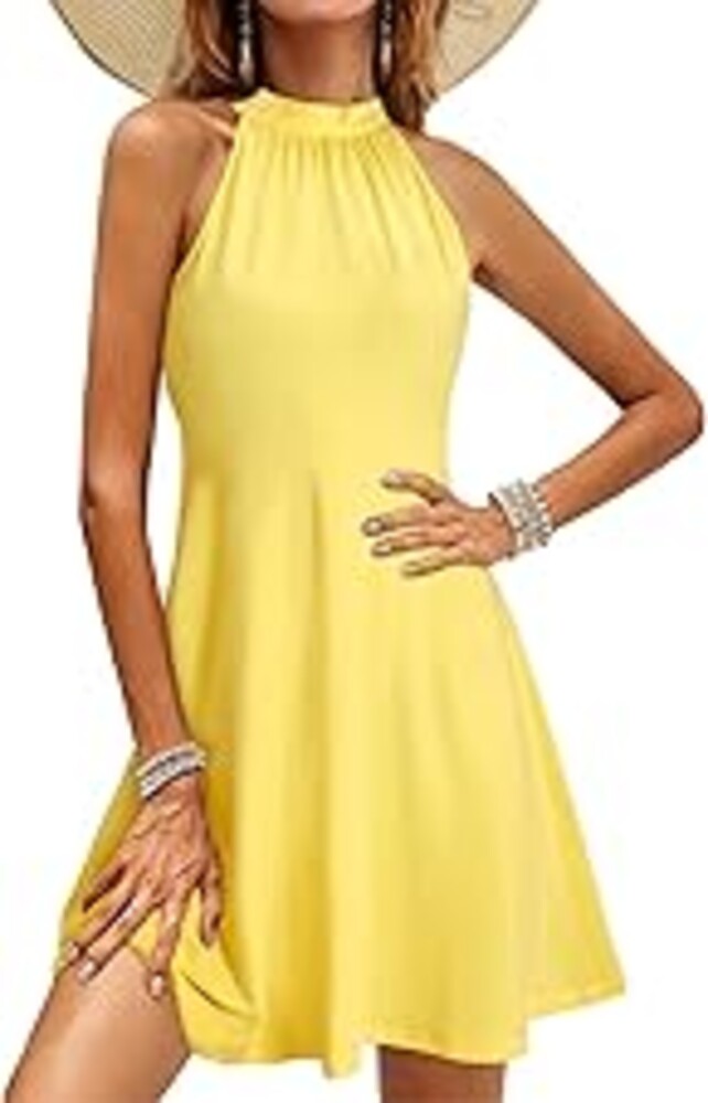OUGES Women's Halter Neck Floral Summer Casual Sundress 2026