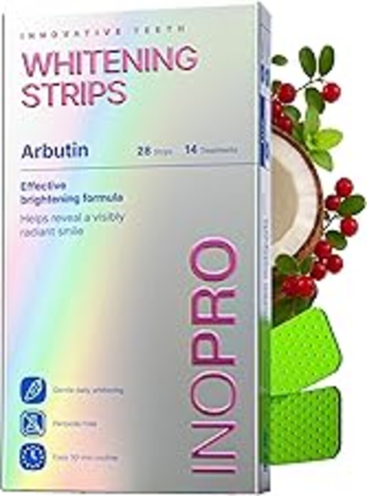 InoPro Green Teeth Whitening Strips - Peroxide Free Whitening Strips - Whitening Without The Harm - Deep Stains Removal - Sensitivity Free - 14 Treatments, 28 Strips, 28 Count (Pack of 1)