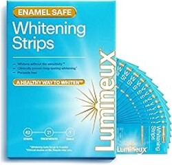 Lumineux Teeth Whitening Strips, Peroxide Free, 21 Treatments (3 Months) | Peroxide free, enamel safe, dentist formulated, clinically tested & proven, free from harsh ingredients, no sensitivity