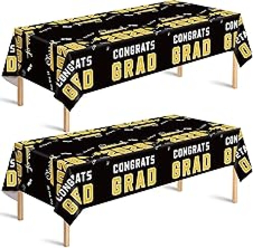 OHOME Graduation Decorations 2026 - Class of 2026 - Plastic Black Tablecloth for Graduation Party Decorations - Class of 2026 Decorations Party Favors Supplies Banner,2 Pack
