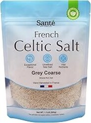 Sante Naturelle Celtic Salt Grey Coarse - 1.1lb (18oz) Unrefined French Sea Salt Organic, Rich in 82+ Minerals Salt, Hand Harvested Sal Celtica