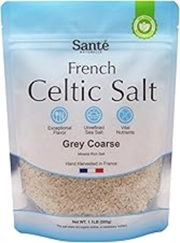 Sante Naturelle Celtic Salt Grey Coarse - 1.1lb (18oz) Unrefined French Sea Salt Organic, Rich in 82+ Minerals Salt, Hand Harvested Sal Celtica