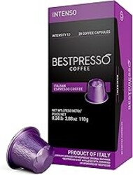Bestpresso Coffee for Nespresso Original Machine 120 Aluminum pods Certified Genuine Espresso Intenso Blend(High Intensity), Pods Compatible with Nespresso Original