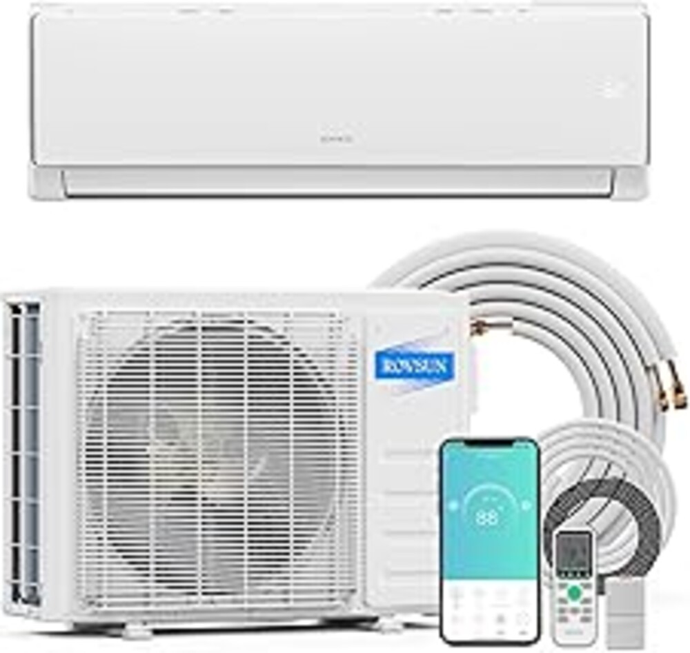 ROVSUN 11500 BTU Wifi Enabled Mini Split Air Conditioner & Heater, 17 SEER2 115V Inverter Ductless Wall AC Unit with Pre-Charged Condenser, Heat Pump & Installation Kit