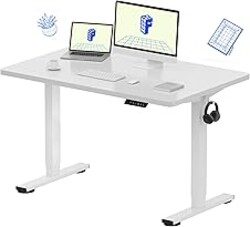 FLEXISPOT EN1 One-Piece Standing Desk with 1-Inch Thick Seamless Desktop, 48"x30" Electric Height Adjustable Desk for Home Office, Multi-Monitor Setups & Easy Assembly, White
