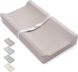 Blissful Diary Vegan Leather Baby Changing Pad with Waterproof & Wipe-Clean PU Cover, Standard Size Cozy Diaper Changing Pad for Dresser and Table, Taupe