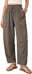 Dokotoo Women's Striped Barrel Casual Pants High Waisted 2026 Elastic Drawstring Trousers