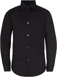 Calvin Klein Boys' Long Sleeve Slim Fit Dress Shirt, Button-Down Style with Cuffs & Shirttail Hem