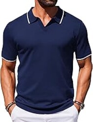 COOFANDY Mens Polo Shirts Short Sleeve Casual Knit Polo Shirt Vintage Golf T Shirts Old Money Tops