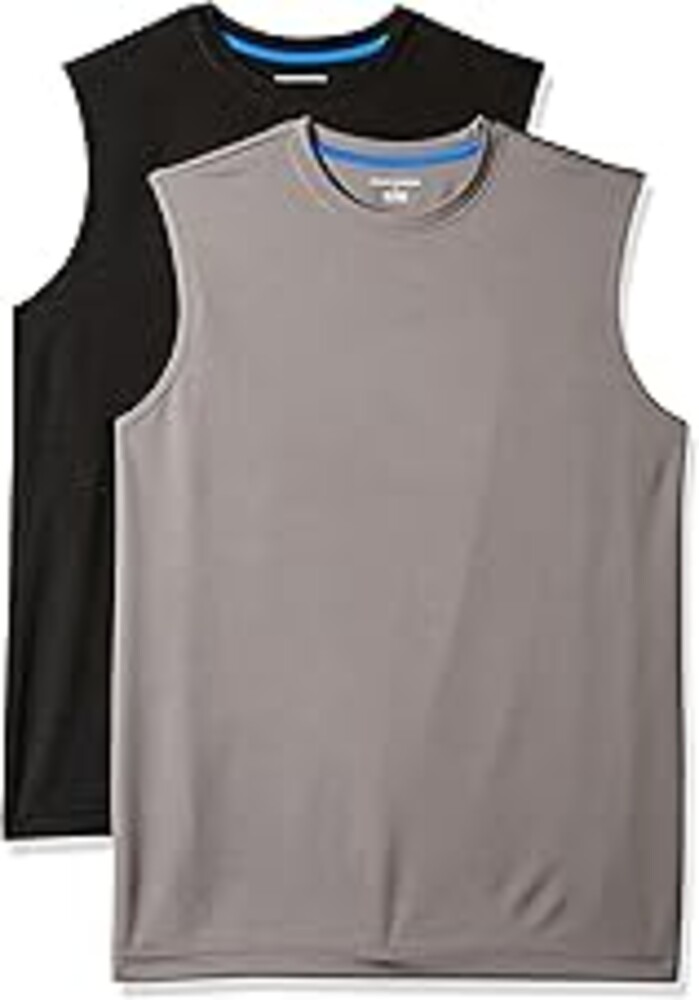 Amazon Essentials Men's Gym Tank Tops, Moisture-Wicking Dry Fit Breathable Muscle Shirts, Pack of 2