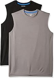 Amazon Essentials Men's Gym Tank Tops, Moisture-Wicking Dry Fit Breathable Muscle Shirts, Pack of 2