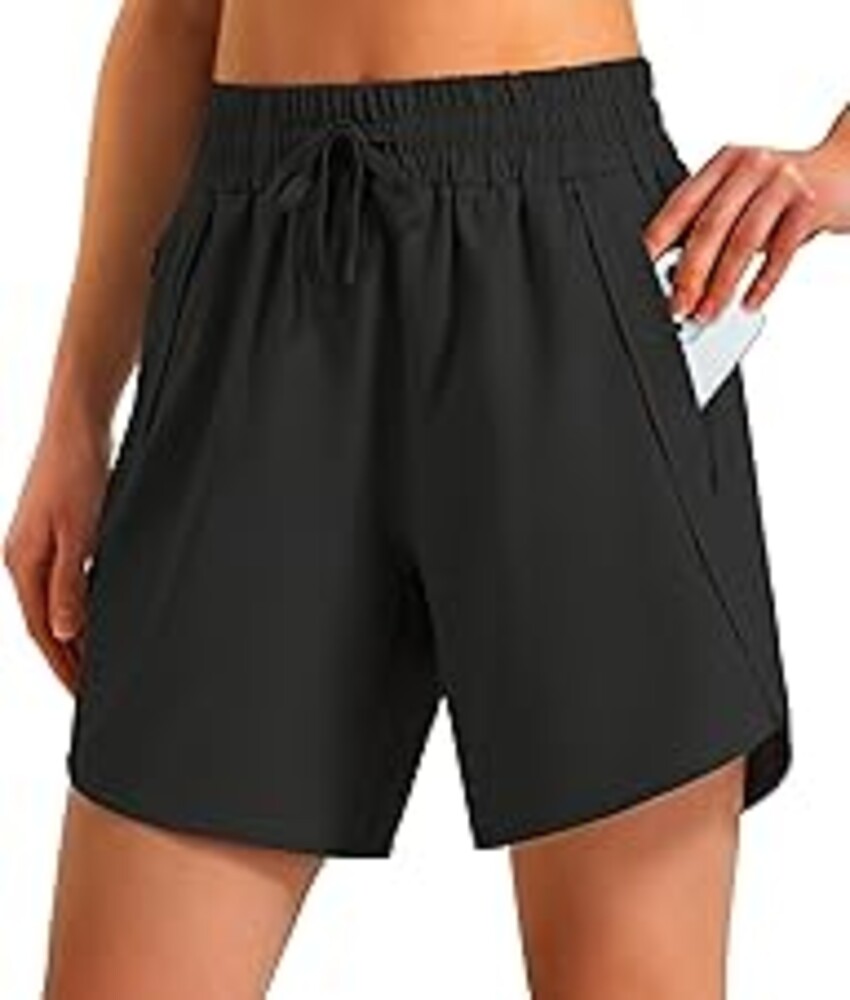 Ksmien Women's 5"/ 7" Athletic Running Shorts Quick Dry Lightweight Workout Gym Shorts with Zipper Pockets UPF 50+