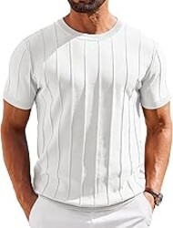 COOFANDY Men's T- Shirts Short Sleeve Knit Sweater Shirt Casual Crewneck Ribbed Pullover Tees