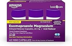 Amazon Basic Care Esomeprazole Magnesium Delayed-Release Mini Capsules, 20 mg, Acid Reducer, 24 Hour Heartburn Medicine, 42 Count