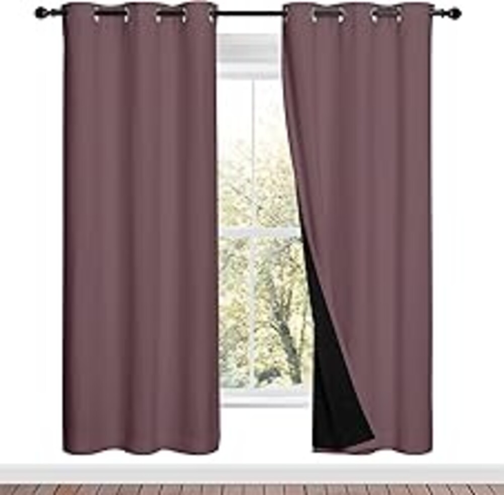 NICETOWN Full Shade Curtain Panels, 37" Wide x 70" Long, Dry Rose, Pair of Thermal Insulated & Energy Efficiency Blackout Drapes for Living Room, Lined Silky Performance Window Dressing