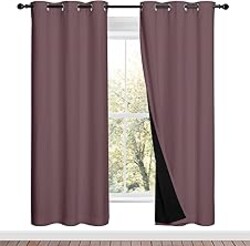 NICETOWN Full Shade Curtain Panels, 37" Wide x 70" Long, Dry Rose, Pair of Thermal Insulated & Energy Efficiency Blackout Drapes for Living Room, Lined Silky Performance Window Dressing