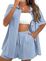 APAFES Women Summer Cotton Linen Short Sets 2 Piece Shorts Top Lounge Beach Vacation Two Piece Outfits Tracksuits