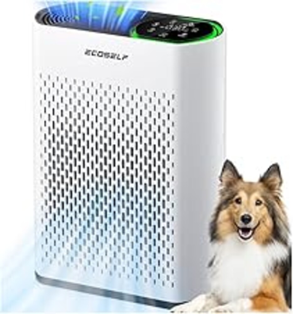 Air Purifier for Large Room, Cleans 2,400 ft² in 30 Mins, 3-Stage True HEPA, 360° Airflow, Large Touch Display Control, Real-Time Air Quality (PM2.5) Display, Ultra-Quiet 20dB Sleep Mode, HAP602 White