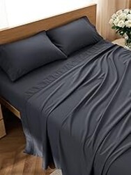 Bedsure Queen Sheet Set - 4 Pieces Soft Queen Size Sheets - Breathable & Cooling - Hotel Luxury - Easy Care Polyester Microfiber Bedding for Kids, Women, Men, Dark Grey