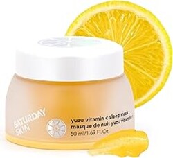 Saturday Skin Yuzu Vitamin C Overnight Sleep Mask Regenerist Retinol Ultra Rich Face Moisturizer Cream Smooth Skin and Reduce Wrinkles Ideal for All Skin Types