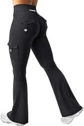 YEOREO CoreFlex Women Workout Flare Leggings | Hidden Scrunch, High Waisted, Cargo Pockets, Gym, Yoga, No Front Seam, Buttery Soft, 28"/30"/32"/34"