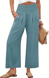 ANRABESS Womens Pants Wide Leg High Waisted Palazzo Pants Summer Flowy Beach Lounge Casual Trousers with Pockets