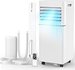 Electactic Portable Air Conditioner 8,000 BTU, 3-in-1 AC Cooler Dehumidifier Fan with LED Display, Remote Control, Quiet, Sleep Mode, 360° Casters, Window Kit for Room Office Apartment Garage