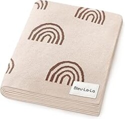 Bleu La La Baby Blanket for Girls and Boys - 100% Cotton Buttery Soft Cozy Receiving Swaddle Stroller Blanket for Shower Gift Registry for Newborns, Infants, Toddlers (Rainbow - Taupe)