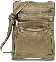 Krediz leather Crossbody Purses for Women, Multi Pocket Crossbody Purse with Adjustable Strap, Soft & Durable Leather Purse