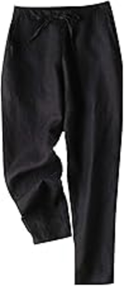 Tanming Linen Pants for Women Summer Casual High Waisted Drawstring White Beach Pant