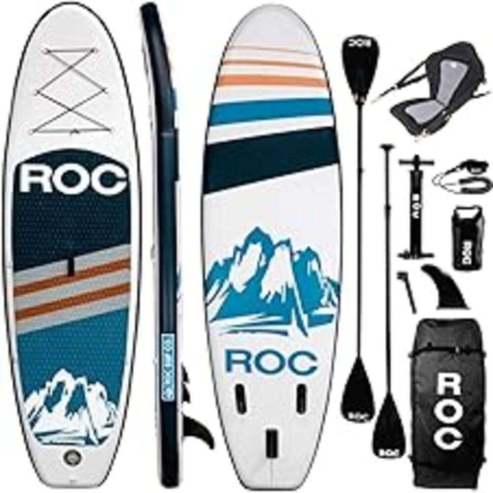 Roc Inflatable Stand Up Paddle Board with Premium SUP Paddle Board Accessories, Wide Stable Design, Non-Slip Comfort Deck for Youth & Adults