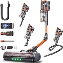 Cordless Vacuum Cleaner, 650W/55Kpa/70Mins Stick Vacuum Cleaners for Home with 180° Foldable Wand &3.3Ft Hose, Touch Screen AUTO-Mode, Wall Mount Charging, Fragrance, Vacuum for Floor/Carpet/Pet Hair