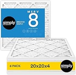 Simply 24x24x4 Air Filter, MERV 8, 6 Pack, Furnace Air Filter for HVAC (Actual Size: 23.5"x23.5"x3.63") DUST, Pet & Allergy Control
