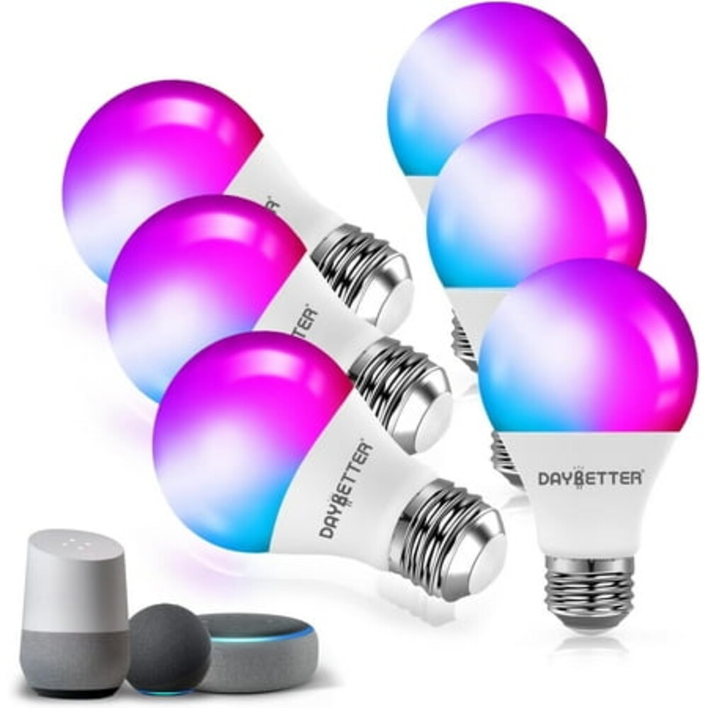Smart Light Bulbs, DAYBETTER Wifi Color Changing LED Light Bulbs,9W (60Watt Eqv),A19 E26 2.4Ghz Only 6 Pack