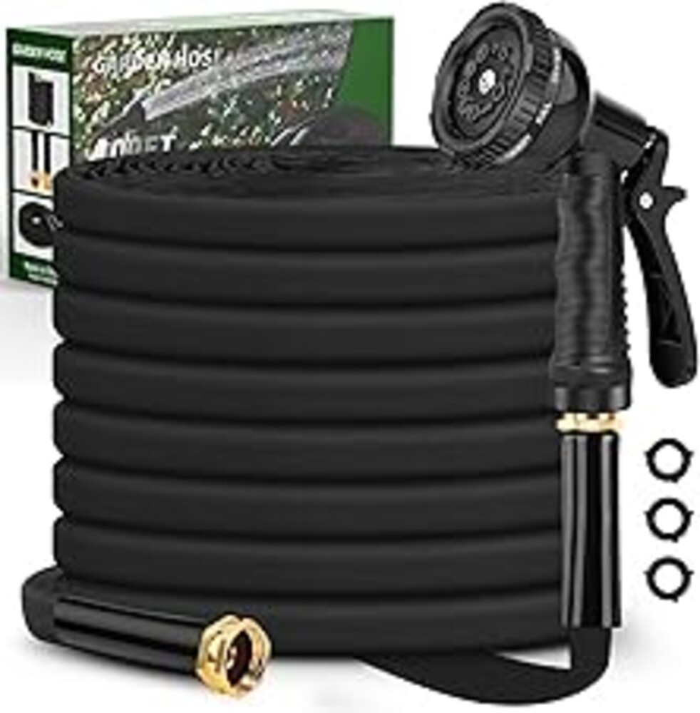 Itsonestep Garden Hose 100ft, 3/4" GHT Non-Expanding Water Hose Lightweight, Flexible Garden Hose with 10 Function Nozzle, Kink-Free, Sturdy, High-Pressure, Abrasion Resistant Hoses for Yard, Garden