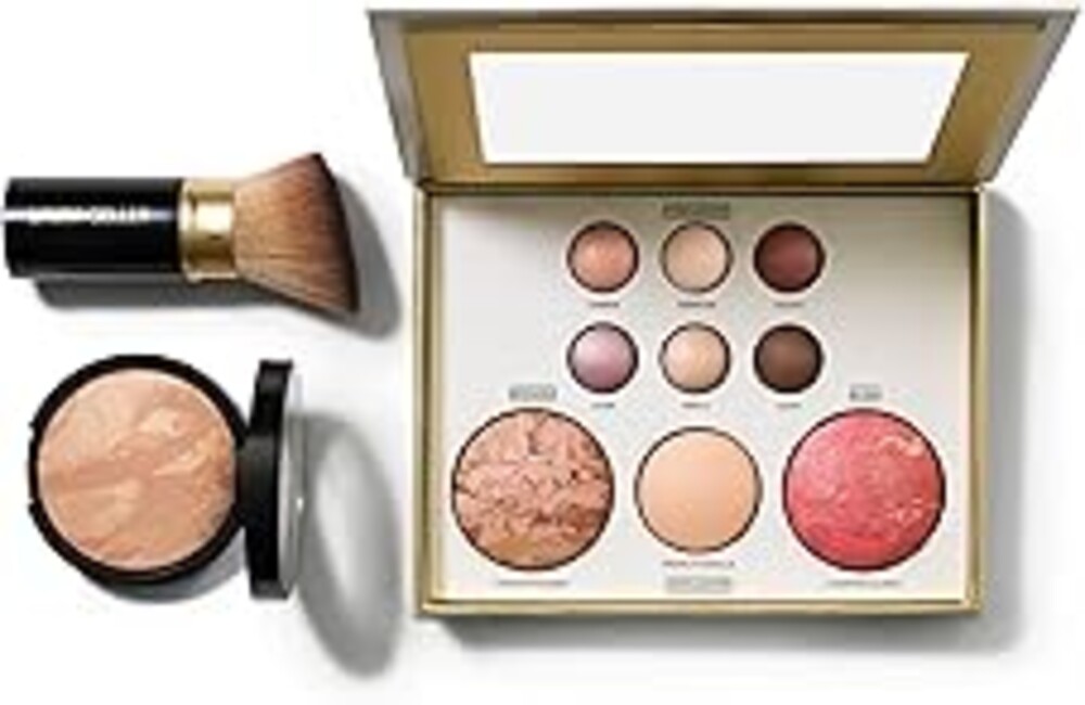 LAURA GELLER NEW YORK Baked Starter Kit- Baked Balance-n-Brighten, Light + Best of the Best Tuscan Dreams Face Palette + Retractable Angled Kabuki Brush