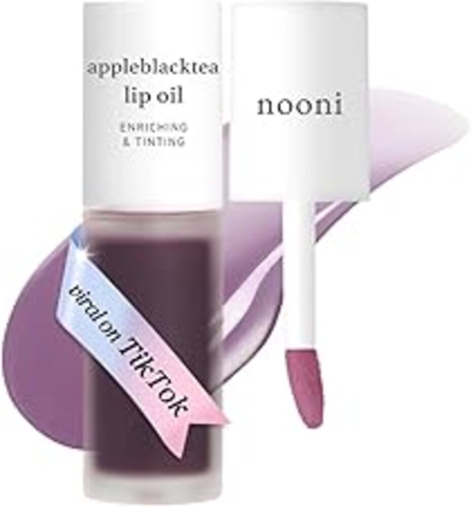 NOONI Korean Lip Oil - Appleblacktea | Long-Lasting, Moisturizing, Plumping, Revitalizing for Dry Lips, Waterproof, No Peel Off, Hydrating Lip Stain, Stocking Stuffers, Teen Girl Gifts, 0.12 FL Oz