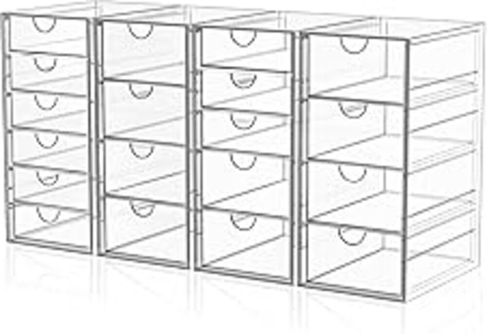 YFXCVSL Acrylic Makeup Organizer with 19 Drawers, 4 Pack Clear Storage Drawers, Bathroom Makeup Organizer for Palettes, Cosmetic, and Beauty Supplies,Ideal for Vanity, Cabinet,Desk Organization