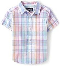 The Children's Place Baby Boys' and Toddler Poplin Short Sleeve Button Down Shirt