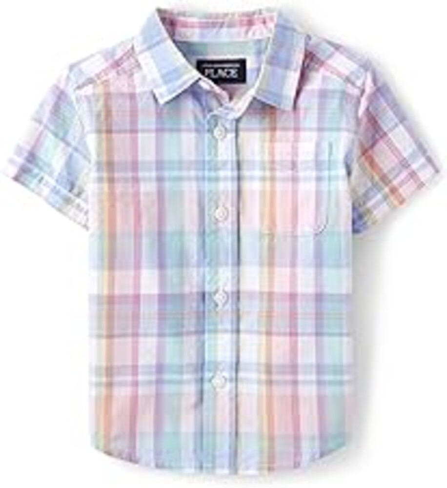 The Children's Place Baby Boys' and Toddler Poplin Short Sleeve Button Down Shirt